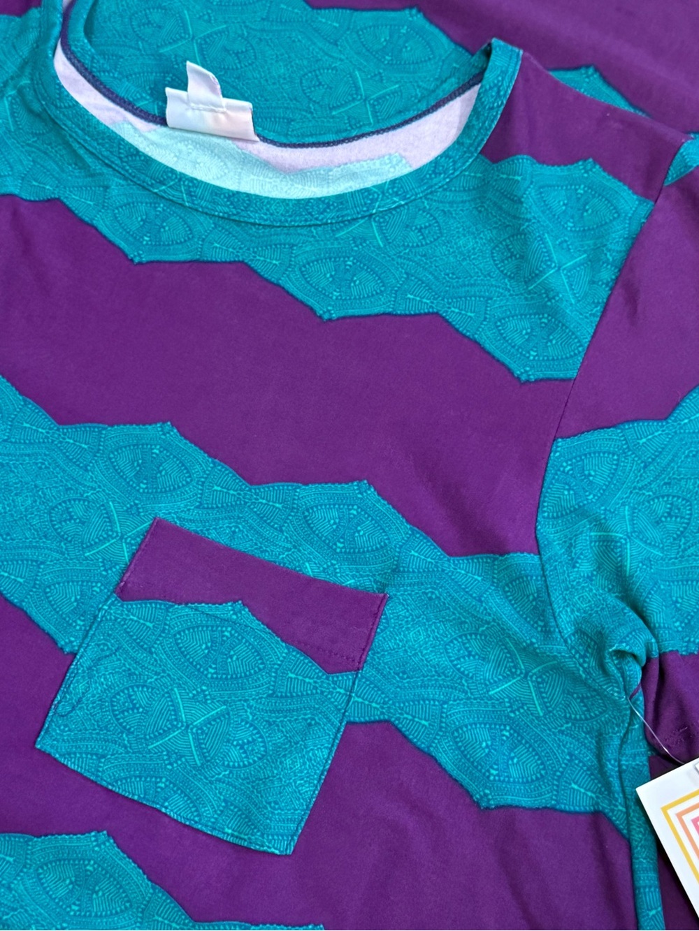 LuLaRoe High-Low Carly Dress in Teal and Purple size MEDIUM